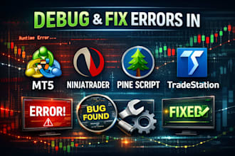 debug and fix errors in your ninjatrader, mt5, pine script, or tradestation