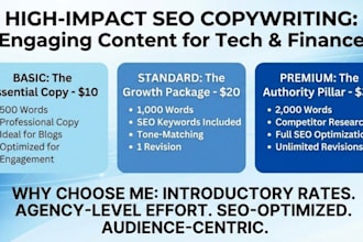 do SEO content copywriting for tech and finance