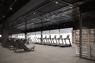 do commercial gym design with 3d visualization
