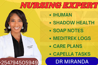 do ihuman, shadowhealth, soap notes, meditrek logs, careplans, capella tasks