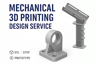 design mechanical parts for 3d printing,  stl, step