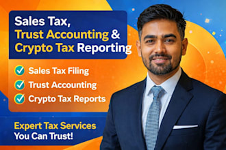 do sales tax filing, trust accounting, forensic accounting, crypto tax reporting