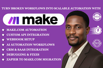 integrate apps with make, make com automation, make scenario, webhooks and apis