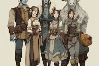 design dnd character art for dnd party and pathfinder
