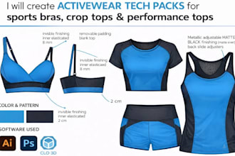 create activewear tech packs for sports bras, crop tops and performance tops