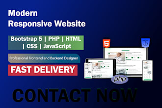 make a modern responsive website with bootstrap 5 and PHP
