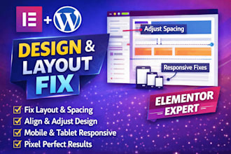 fix wordpress design layout spacing and alignment as elementor expert