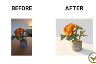 touch up your product photo on a white soft box background