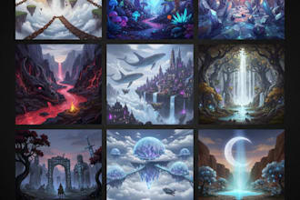 a fantasy landscape design illustrations