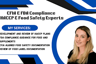 create cfia, fda compliance, haccp plan, food safety, food label documentation