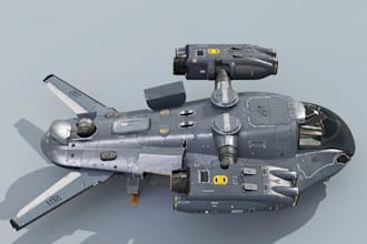 create 3d hard surface sci fi spaceship models for films, games and animation