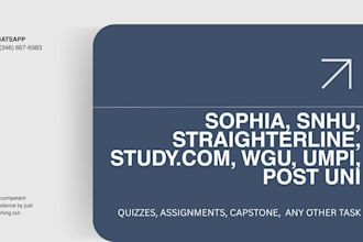 tutor sophia, straighterline, wgu, umpi and tasks