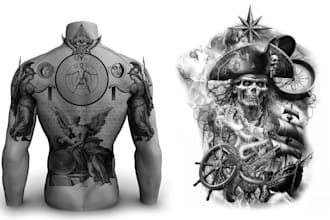 create a custom tattoo design for chest tattoo, back tattoo