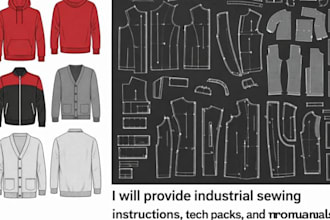 provide industrial sewing instructions tech packs and production manuals