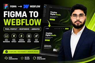convert figma to webflow with pixel perfect responsive design and animations