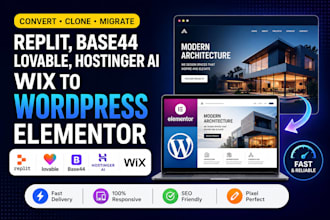 convert or clone replit, lovable base44, hostinger ai wix to wordpress elementor