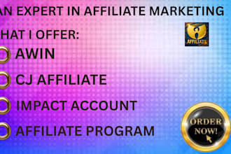 help create and get you approve on awin, cj affiliate and impact