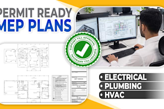 do mep plan, electrical drawing, hvac, city permit for USA