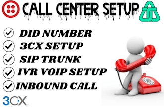 setup a call center sip trunk did number inbound outbound calls