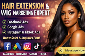 setup hair extension facebook ads hair extension google ads wig marketing