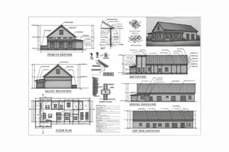 draft architectural plans, construction drawings, blueprints in autocad 2d