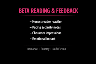 beta read your romance or fiction manuscript with honest feedback