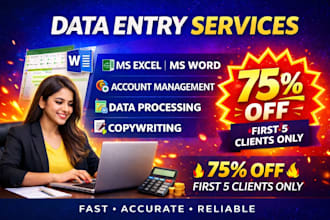 do data entry, ms word, excel accounting, copy writing