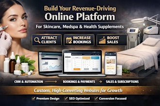 design aesthetic skincare website, medspa booking website health supplement web