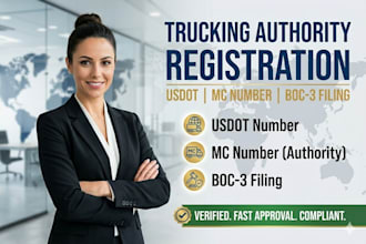 professionally register your dot, mc, and boc3 trucking authority