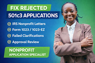 help fix or revise a rejected nonprofit or 501c3 application