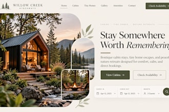 design squarespace cabin rental website tiny house vacation rental website