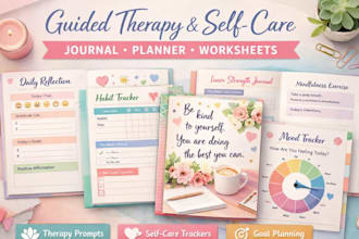 design a self care journal, mental health workbook, therapy planner