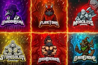 create modern esports logo, twitch banner and gaming mascot