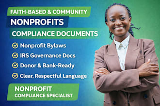 draft nonprofit compliance documents for faith based or community organizations
