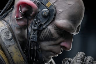 create fantasy, sci fi, character with hyperrealistic style