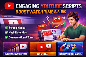 research and write a compelling, engaging and converting youtube video script