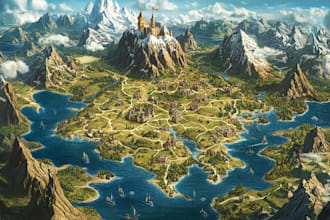 make fantasy city map for dnd map illustration world
