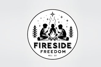 make attractive fireside freedom logo for loves an outdoors