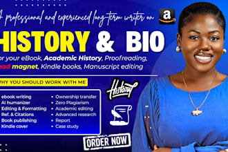 write and format history, biography, edit academic history ebook, USA history