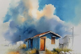 draw architectural watercolor home building portrait