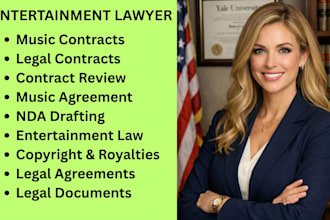 write legal contracts and agreements for music and entertainment