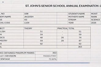 create  an automated student marksheet like board exam result in excel