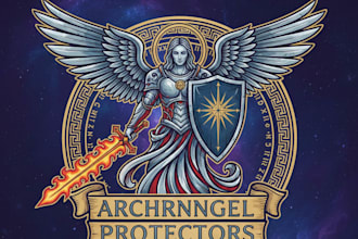 design a majestic and powerful archangel logo for your brand