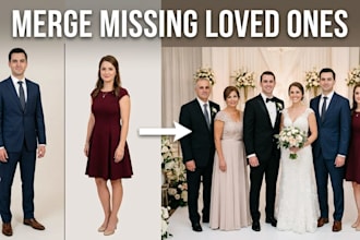 merge combine multiple pictures into 1 photo, wedding family group image editing