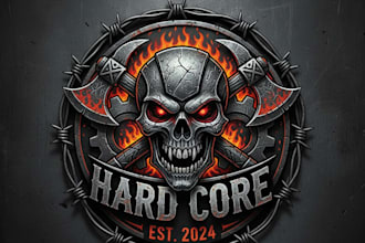 design an aggressive and powerful hardcore logo for your brand or band