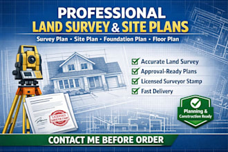 provide land survey, boundary survey, plot subdivided, map drawing, site survey