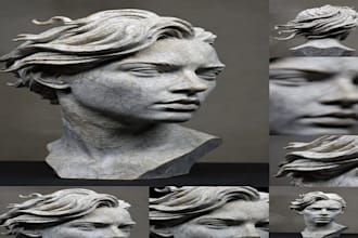 design sculpt 3d bust face full half body monster head portrait model for print