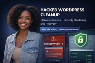 fix hacked wordpress website, remove malware fast cleanup, secure wordpress site