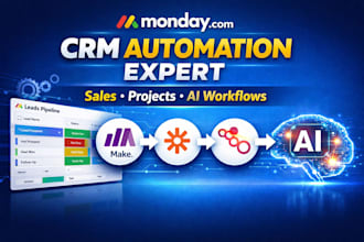 setup monday com sales CRM zoho CRM automate zapier make n8n for ai workflows