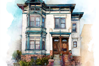 paint watercolor house portrait